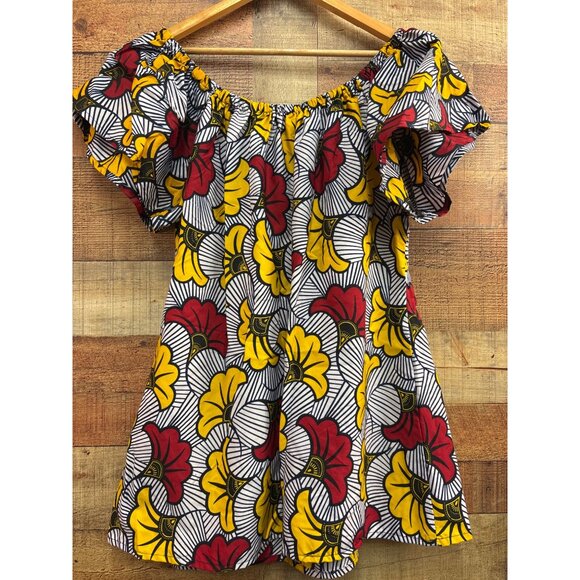 Apogee Womens Floral Off-Shoulder Dress 2X Yellow/Red/White - Picture 5 of 7